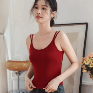 莫代爾雙肩帶胸墊背心