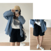 棉麻擴腿休閒短褲